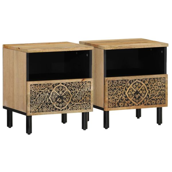 vidaXL Bedside Cabinets 2 pcs 15.7"x13"x18.1" Solid Wood Mango