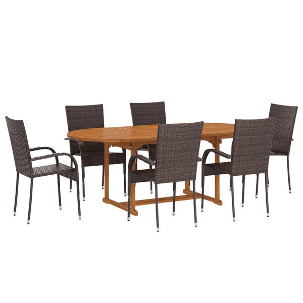 vidaXL Dining Set Brown Solid Acacia wood Medium Stackable Dining Set