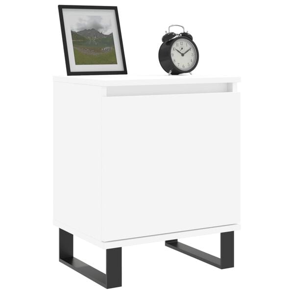 vidaXL Bedside Cabinet Set of 2 High gloss white Engineered wood Small