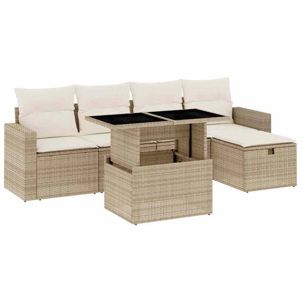 vidaXL Garden Sofa Set Beige, Cream White