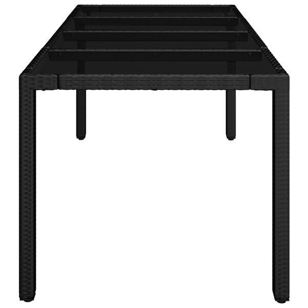vidaXL Garden Table With Glass Top Black