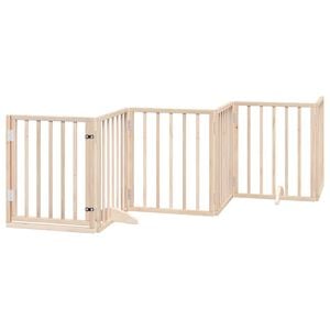 vidaXL Dog Gate with Door Foldable 6 Panels 118.1 " Poplar Wood