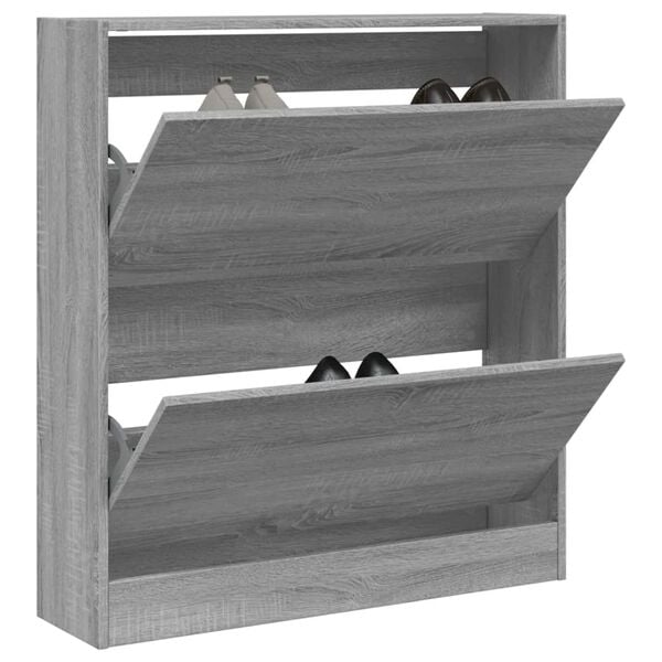 vidaXL Shoe Cabinet Gray Sonoma 31.5"x8.3"x34.4" Engineered Wood