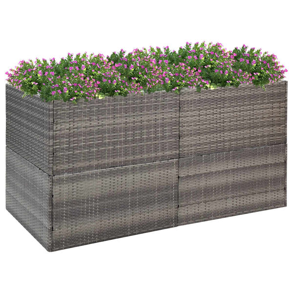vidaXL Garden Planter Grey Steel frame, PE rattan Large Planters
