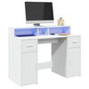 vidaXL Desk with LED Lights White 47.2x21.7x35.8" Engineered Wood