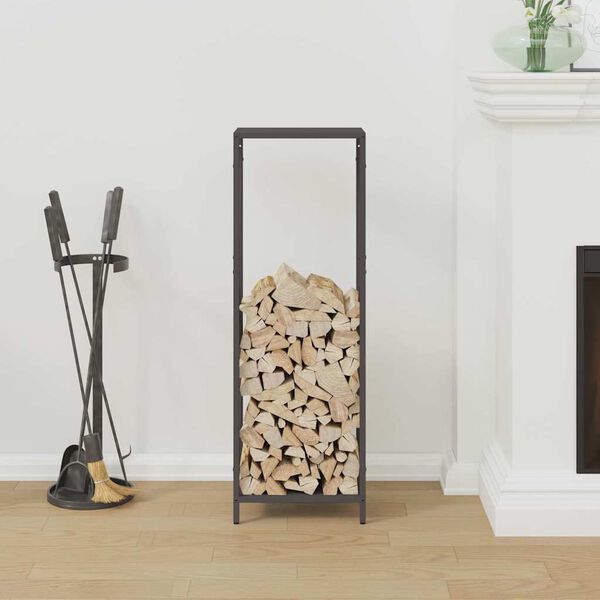 vidaXL Firewood Rack Black 13.4x9.8x39.4" Cold-rolled steel