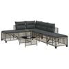 vidaXL 3 Piece Corner Patio Sofa Set with Cushions Gray Poly Rattan