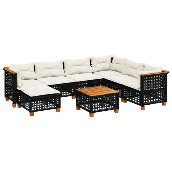 vidaXL Garden Sofa Set Black, Cream White PE rattan Large Modular