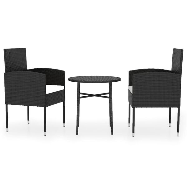 vidaXL Garden Dining Set Poly rattan: Black