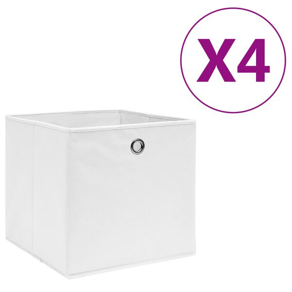 vidaXL Storage Box Set of 4 White Non-woven fabric Medium Foldable