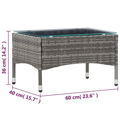 vidaXL Coffee Table Gray 23.6"x15.7"x14.2" Poly Rattan