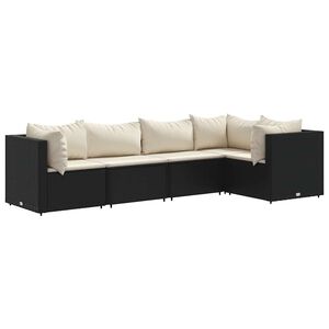 vidaXL Patio Lounge Set Black and Cream