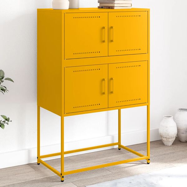 vidaXL Sideboard Mustard Yellow Steel Medium Sideboard Rectangular