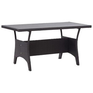 vidaXL Garden Table Black PE rattan, PS board, powder-coated steel Medium