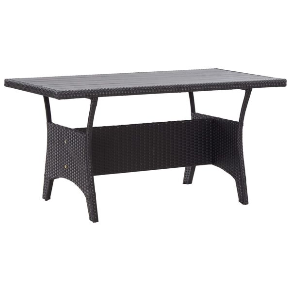 vidaXL Garden Table Black PE rattan, PS board, powder-coated steel Medium