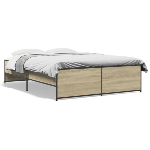 vidaXL Bed Frame Sonoma oak Engineered wood Double Durable Bed Frame