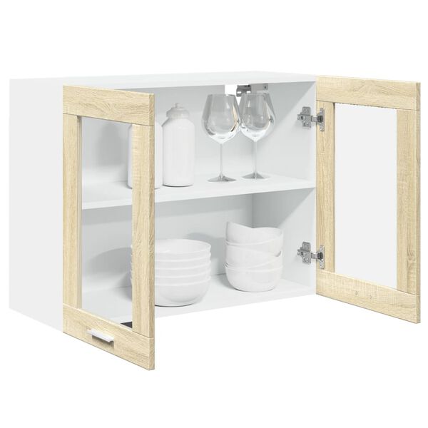 vidaXL Hanging Glass Cabinet Sonoma Oak Engineered wood and glass Medium