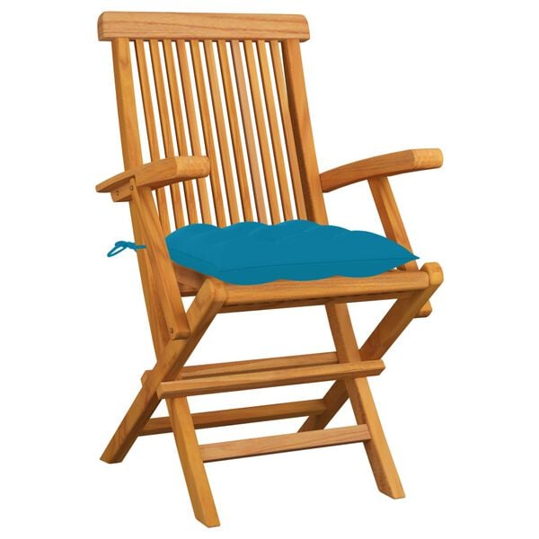 vidaXL Garden Chair Set of 6 Light Blue Teak wood Medium Foldable
