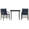 vidaXL Bistro Set Grey and navy blue PE Rattan and Steel 3 Piece