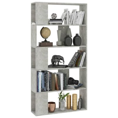 vidaXL Book Cabinet/Room Divider Concrete Gray 31.5"x9.4"x62.6" Engineered Wood