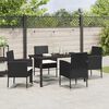 vidaXL Garden Dining Set with Cushion 5 pcs Black Poly Rattan