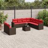 vidaXL 10 Piece Patio Sofa Set with Cushions Brown Poly Rattan