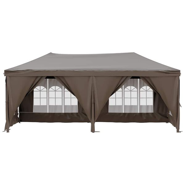 vidaXL Folding Party Tent with Sidewalls Taupe 9.8'x19.7'