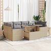 vidaXL Garden Sofa Set Beige PE rattan Adjustable Armrests