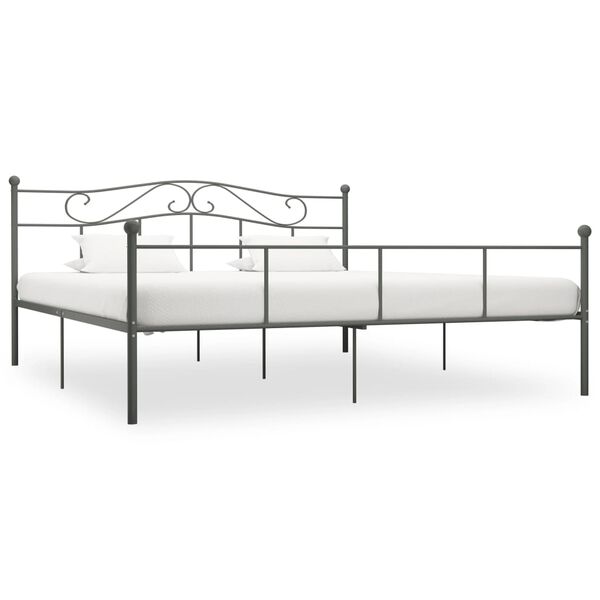 vidaXL Bed Frame Gray Metal Super King Simple Bed Frame Rectangular