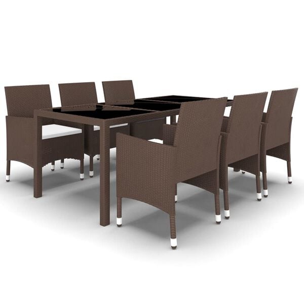 vidaXL Garden Dining Set Brown, Cream White