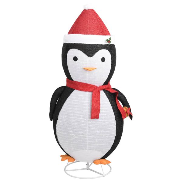 vidaXL Snow Penguin Figure Black and White Polyester, Steel Large