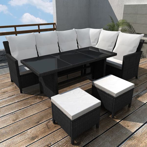 vidaXL Outdoor Dining Set Black and Cream