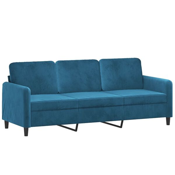 vidaXL 3-seater Sofa Blue Velvet (100% polyester) Medium Seats Many