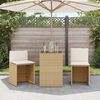 vidaXL 3 Piece Bistro Set with Cushions Beige Poly Rattan