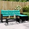 vidaXL Garden Sofa Black sofa with blue cushions