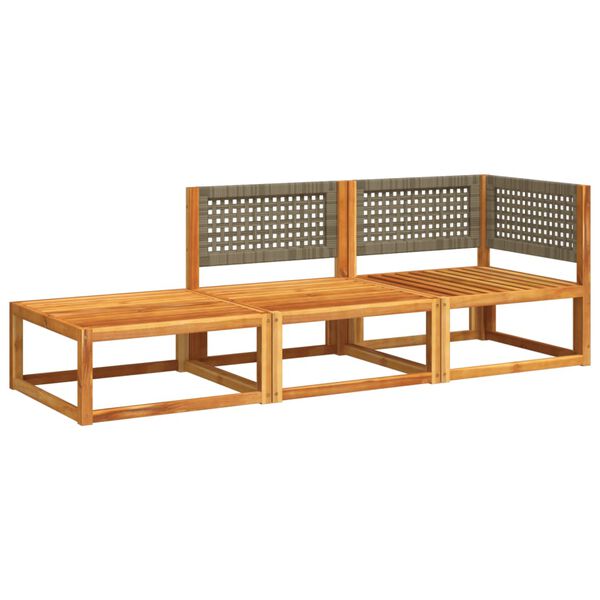 vidaXL Garden Sofa Set Grey Solid acacia wood with an oil finish, PE rattan