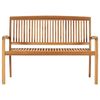 vidaXL Garden Bench Natural Teak Solid Teak Wood 50.6 in Stackable
