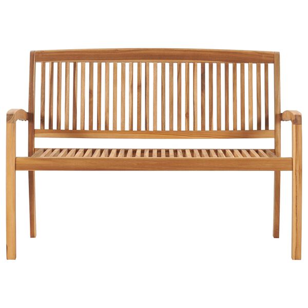 vidaXL Garden Bench Natural Teak Solid Teak Wood 50.6 in Stackable