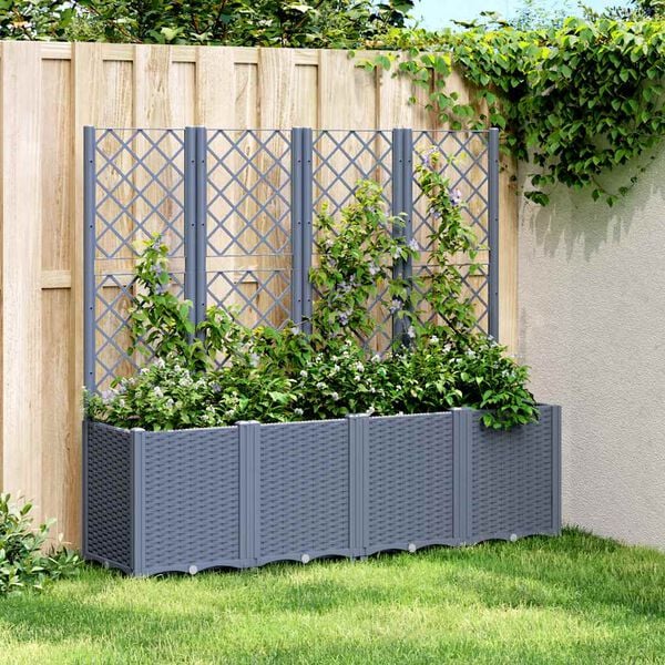 vidaXL Garden Planter Blue Grey Polypropylene 63 x 15.7 x 55.1 in