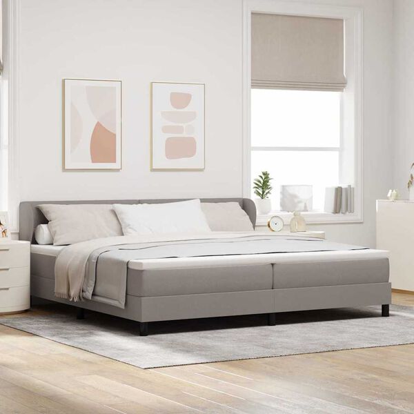 vidaXL Box Spring Bed with Mattress Taupe 78.74 x 78.74 in Fabric