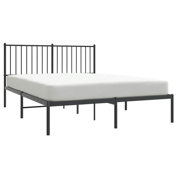 vidaXL Bed Frame Black Powder-coated steel 55 x 79 in Bed Frame