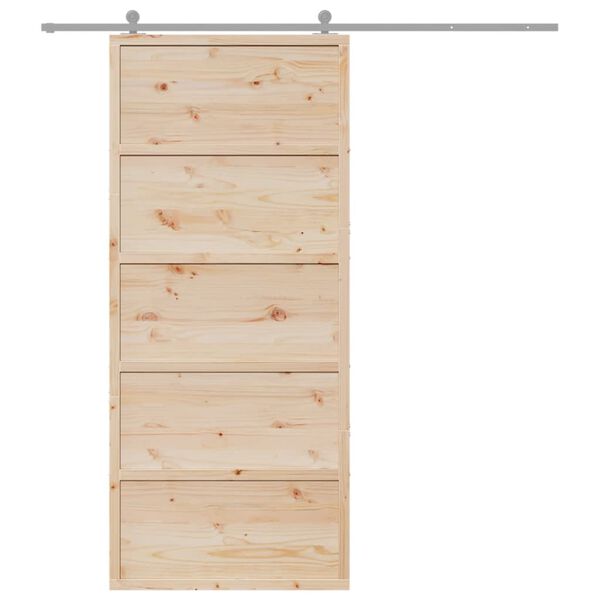 vidaXL Barn Door 35.4"x81.9" Solid Wood Pine