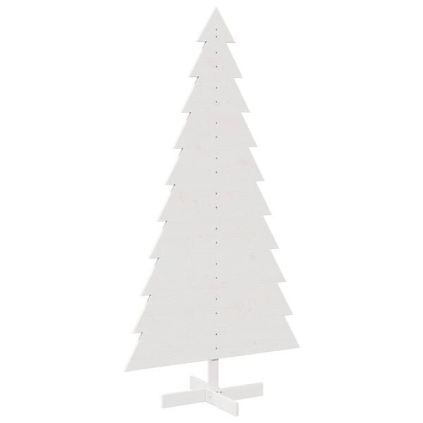 vidaXL Wooden Christmas Tree White Solid pine wood 70.9 in