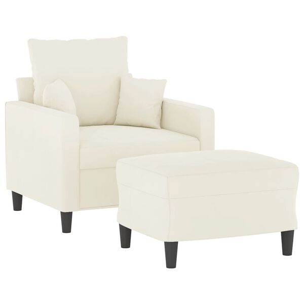 vidaXL Sofa Chair with Footstool Cream 23.6" Velvet
