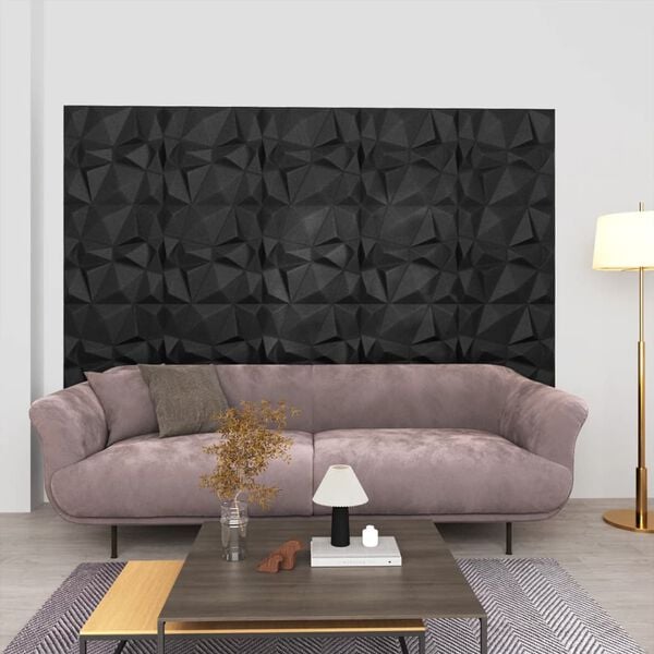 vidaXL 3D Wall Panels 48 pcs 19.7"x19.7" Diamond Black 129.2 ft²