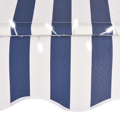 vidaXL Manual Retractable Awning with LED 59.1" Blue and White