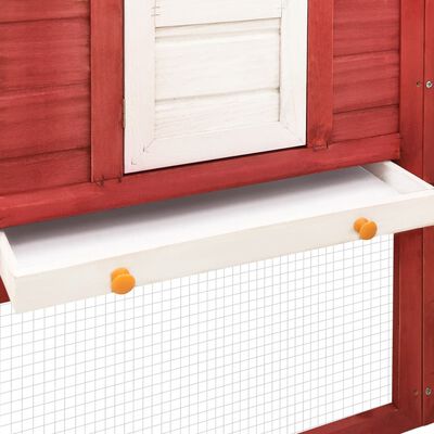 vidaXL Outdoor Rabbit Hutch with Run Red and White Solid Fir Wood