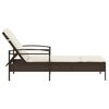 vidaXL Sun Lounger Brown, Cream White PE rattan, Polyester, Foam Standard
