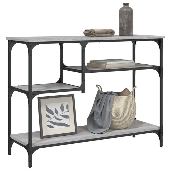 vidaXL Console Table Gray Sonoma Engineered Wood, Metal