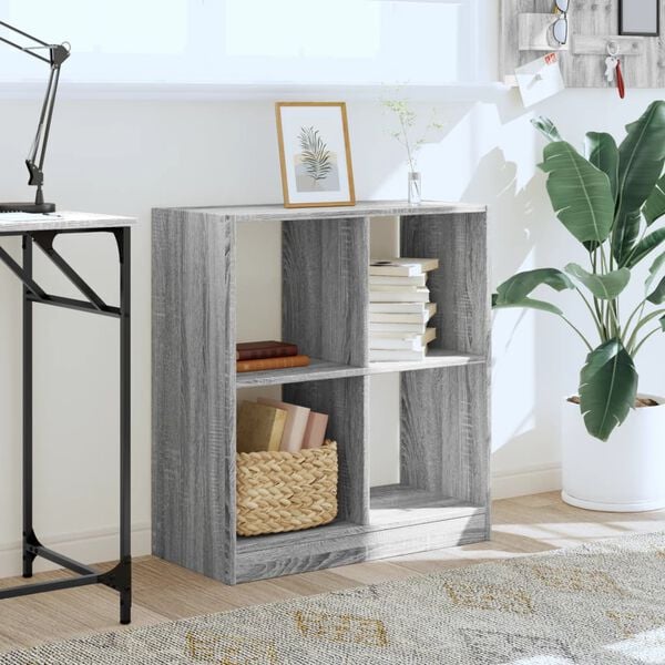 vidaXL Bookcase Grey Sonoma Engineered Wood Medium Bookcase